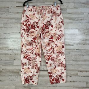 NYCC Crop Pants Womens Red White Floral Print Size 12